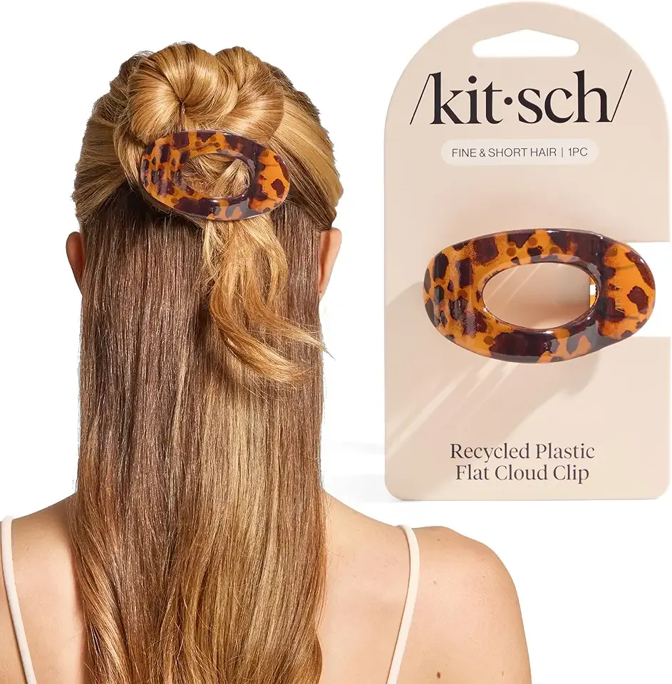 Kitsch Small Flat Claw Clips for Women - Stylish Flat Hair Clips, Strong Hold for Thick & Fine Hair | Non-Slip for Secure, Comfortable All-Day Wear | Ideal Gifts for Women -Tortoise Design