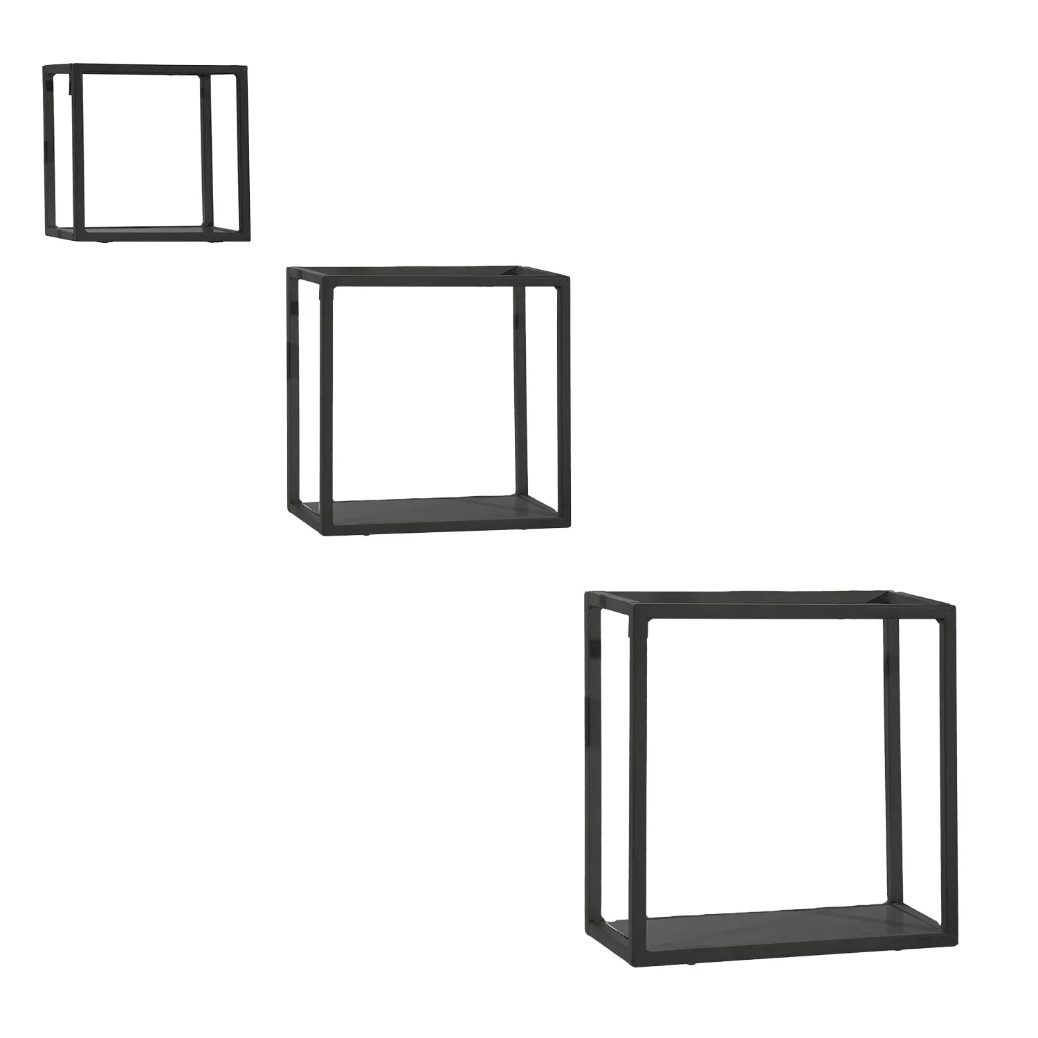 Mensole Cubo da Parete in Metallo Nero