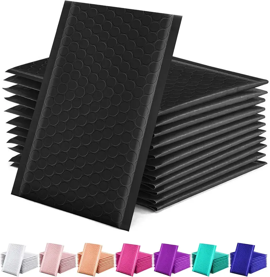 GSSUSA Black Bubble Mailers 4x8 Inches 50 Pack Self-seal Shipping Bags | Usable Size 4X7" Bubble Envelopes for Small Business Padded Envelope Packaging Mailing for Jewelry, Sport cards, Accessories