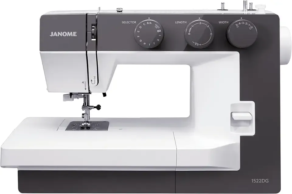 Janome 1522DG Mechanical Sewing Machine - Aesthetic Dark Gray Sewing Machine for Beginners, 22 Built in Stitches, 1 Step Buttonhole, Heavy Duty Metal Frame, Built in Needle Threader for Easy Use