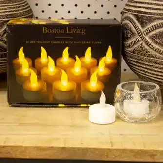 Boston Living LED Tealight Candles 12 Piece White