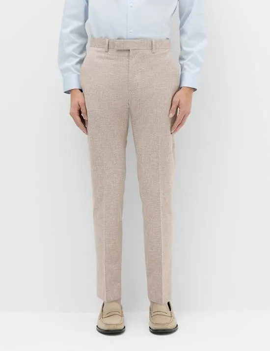 Slim Fit Linen Blend Stretch Suit Trousers
