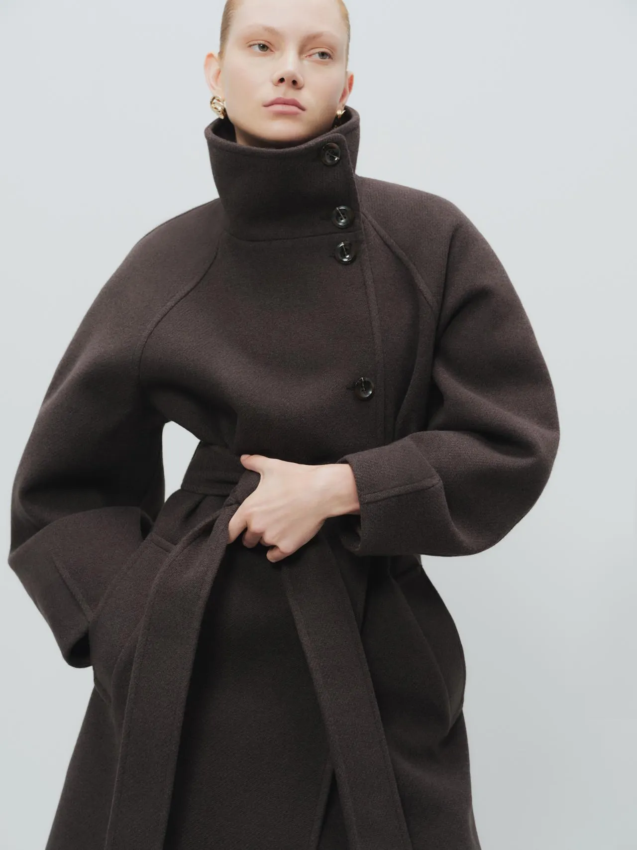 Cappotto lungo con collo a imbuto The Edit