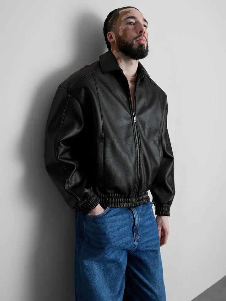 Blouson bomber en simili cuir