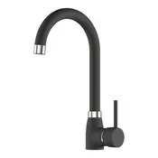 Kit évier encastré 78x50 cm quartz résine mat noir métallisé avec robinet