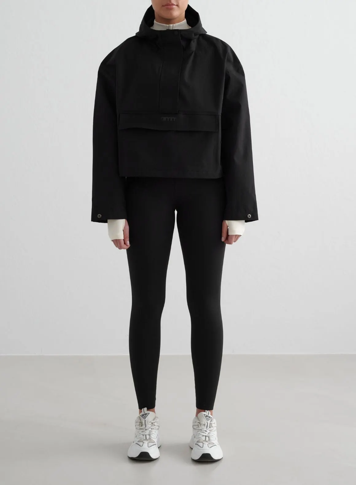 Black Cropped Waterproof Anorak