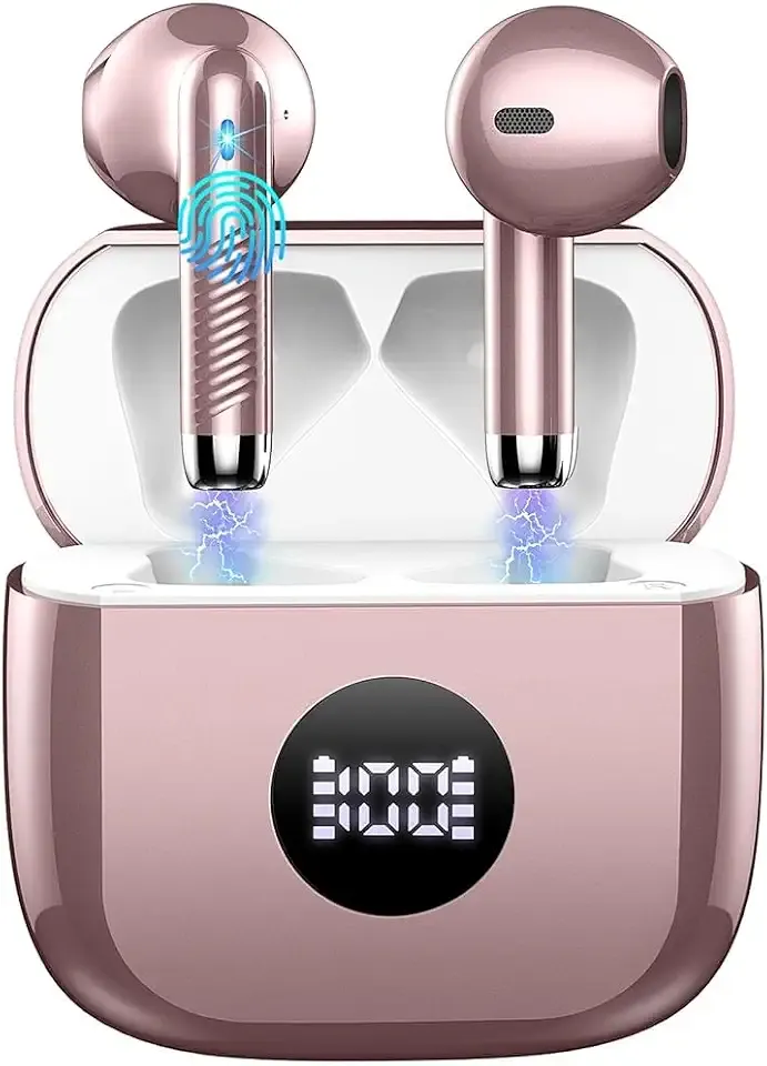 Wireless Earbuds, Bluetooth 5.4 Ear Buds, LED Power Display, 6D Bass Stereo | 4 ENC Noise Cancelling Mic, HiFi Stereo, In-Ear Headphones, 40H Playback Mini Case, IP7 Waterproof Sports, for Android iOS