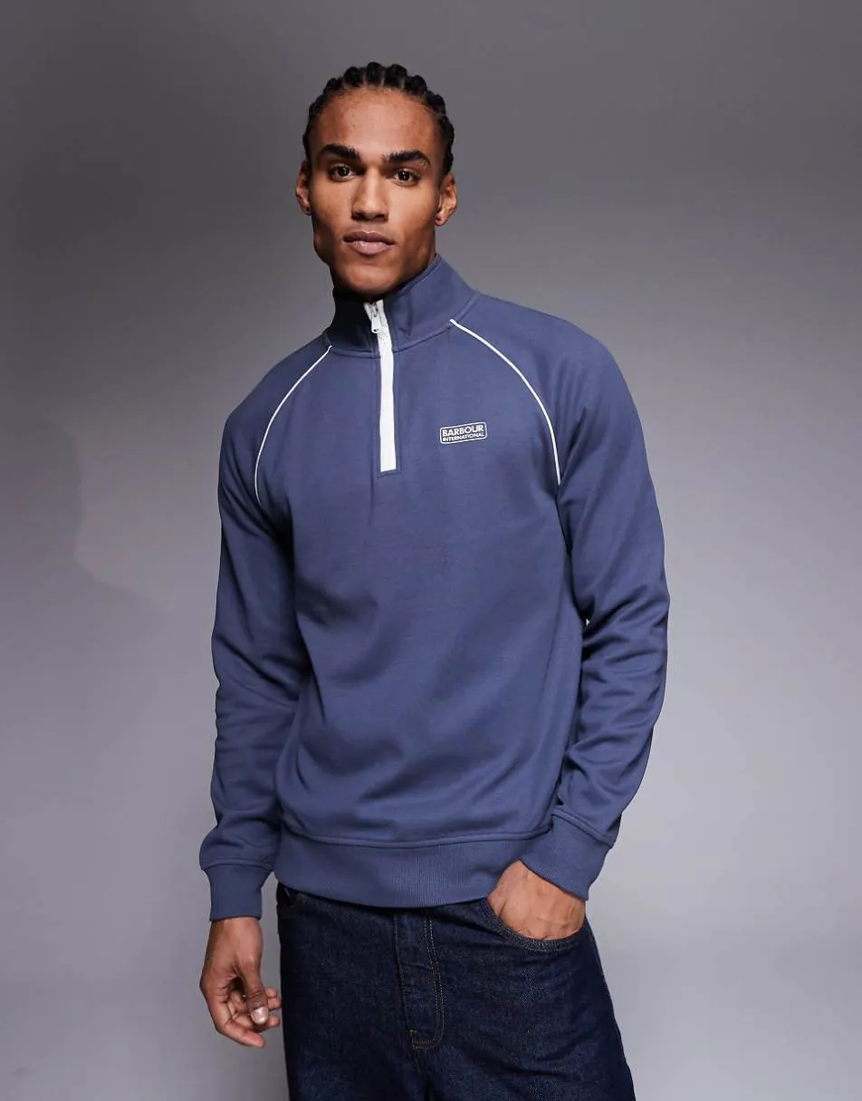Barbour International Markford half zip logo sweatshirt in navy