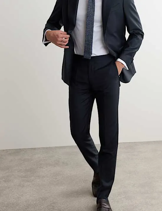 Tailored Fit Pure Wool Twill Suit Trousers