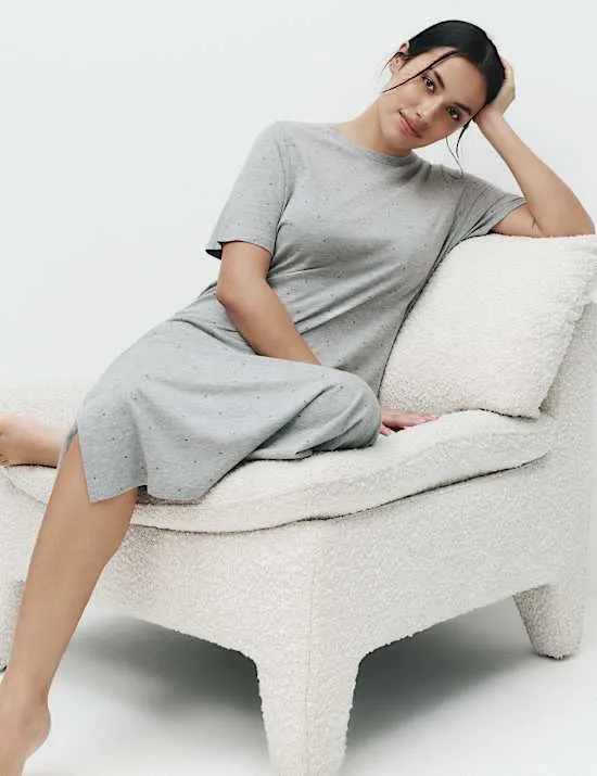 Cotton Modal Printed Long Nightdress