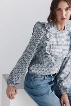 Blusa cuadros volantes