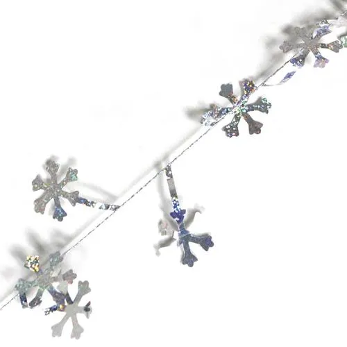 Enchanted Forest® 50' Silver Snowflake Wire Tinsel Christmas Garland