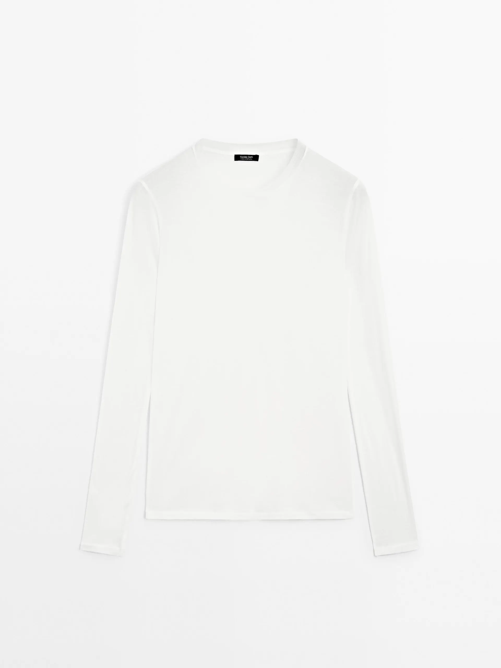 100% katoenen halfdoorschijnend T-shirt met detail kraag