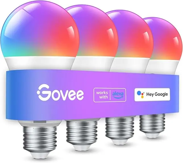 Govee Smart Light Bulbs, Color Changing Light Bulb, Work with Alexa and Google Assistant, 16 Million Colors RGBWW, WiFi & Bluetooth LED Light Bulbs, Music Syn…