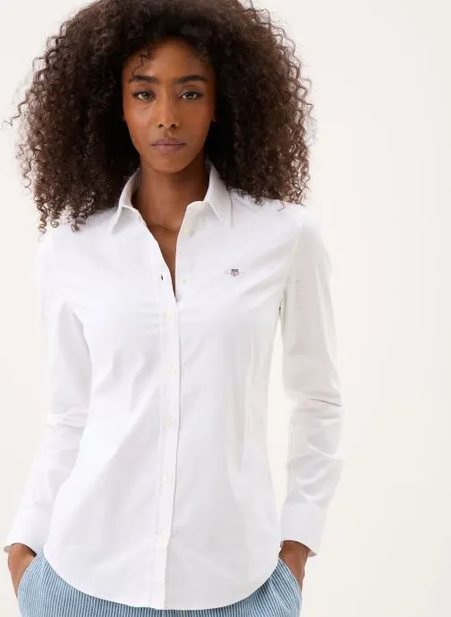 Hemden Slim Stretch Oxford Shirt W dames wit