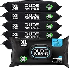 DUDE Wipes - Flushable Wipes - 6 Pack, 288 Wipes - Unscented Extra-Large Adult Wet Wipes - Vitamin-E & Aloe - Septic and Sewer Safe DUDE Wipes - Flushable Wipes - 6…