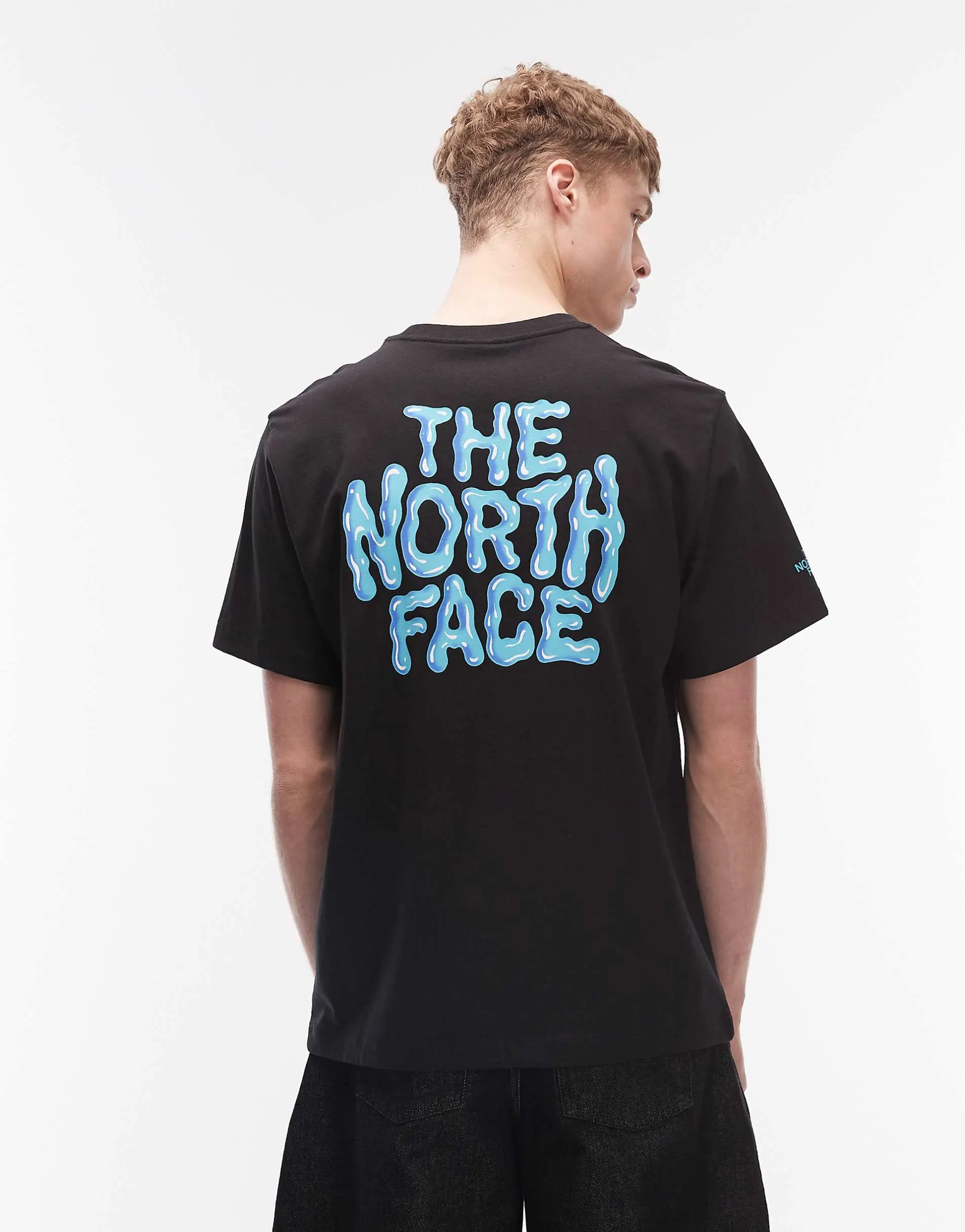 The North Face Drip Logo relaxed back print t-shirt in black