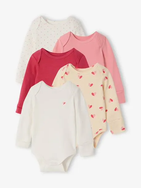 Lot 5 bodies manches longues bébé fille - écru
