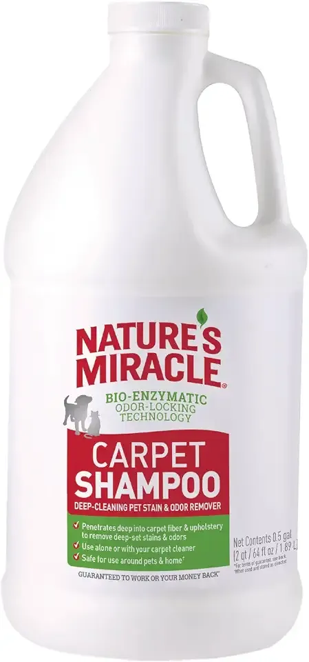 Nature's Miracle Carpet Shampoo Pet Stain & Odor Remover, 64 oz | Bio-Enzymatic Formula Removes & Deodorizes Deep-Set Pet Stains, For Water-Based Carpet Cleaners, Use on Carpet & Upholstery