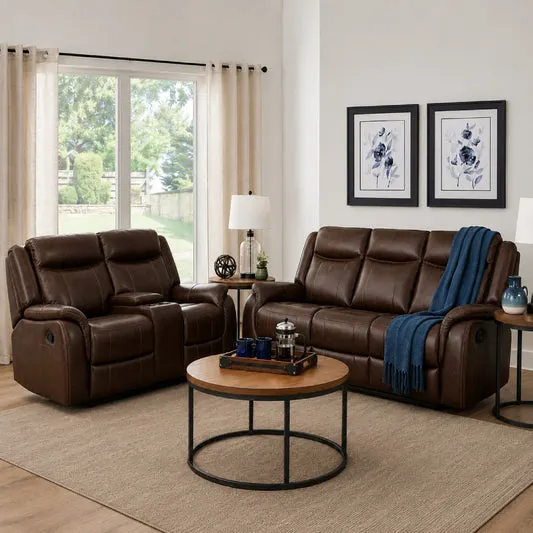 Catarina 41" Sofa and Loveseat Recliners by Best Home - Brown