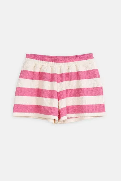 Kids loungewear short met strepen en structuur