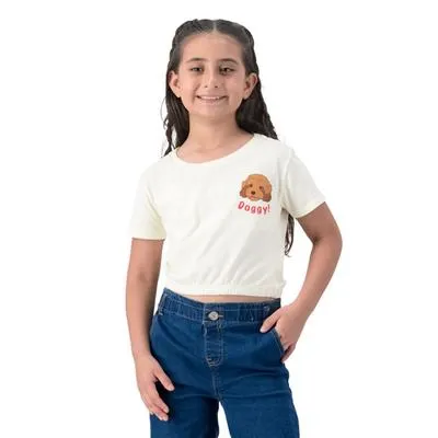 Playera Fantastic Niña Estampado en Pecho Doggy