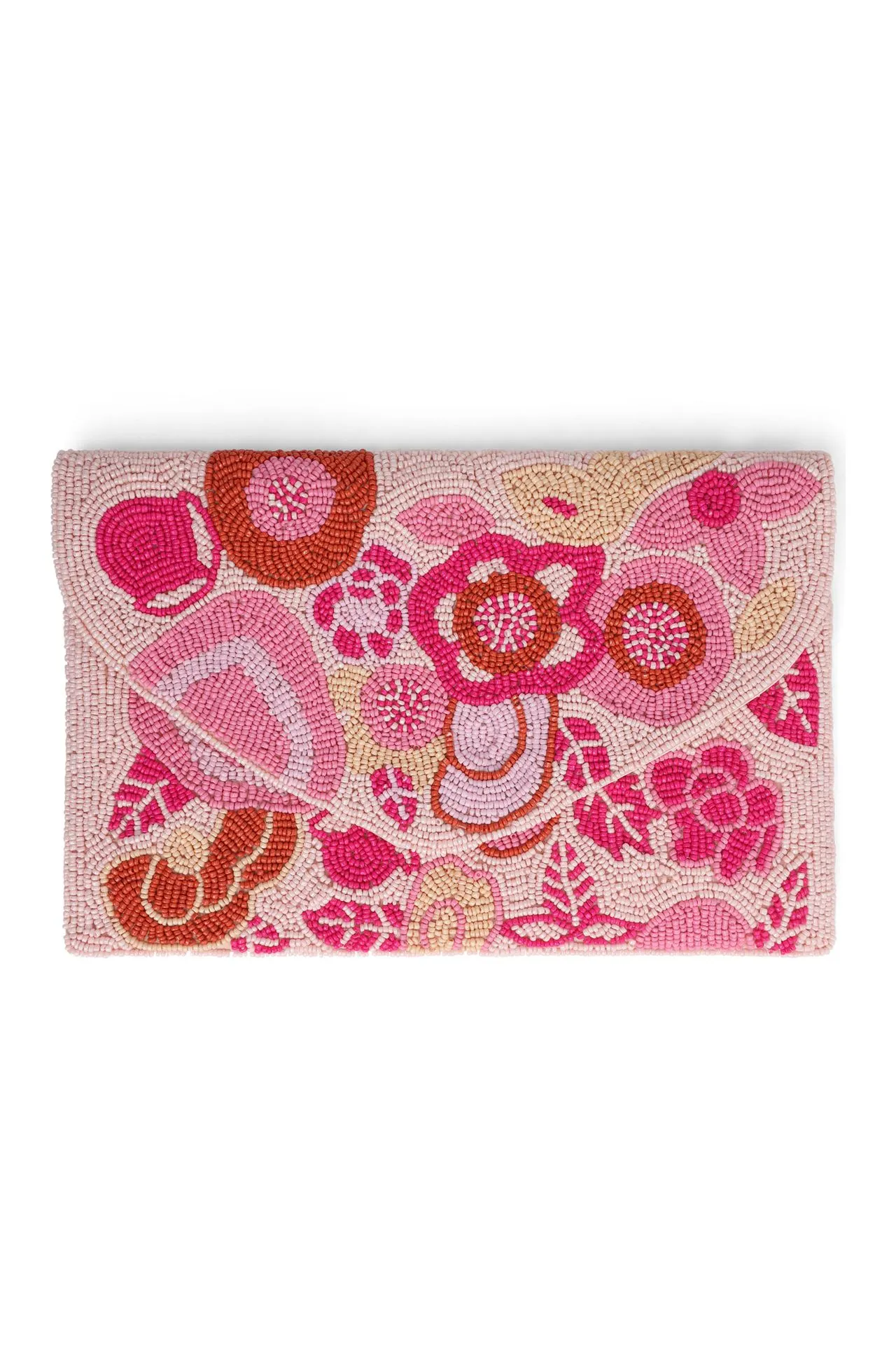 Roze clutch met kralen