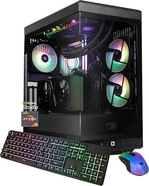 iBUYPOWER Y40 PRO Black Gaming PC Desktop Computer AMD Ryzen 9 7900X CPU, NVIDIA GeForce RTX 5070Ti 16GB GPU, 32GB DDR5 RGB 5200MHz RAM, 2TB NVMe SSD, Windows 11 Home, Keyboard, Mouse - Y40BA9N57T01