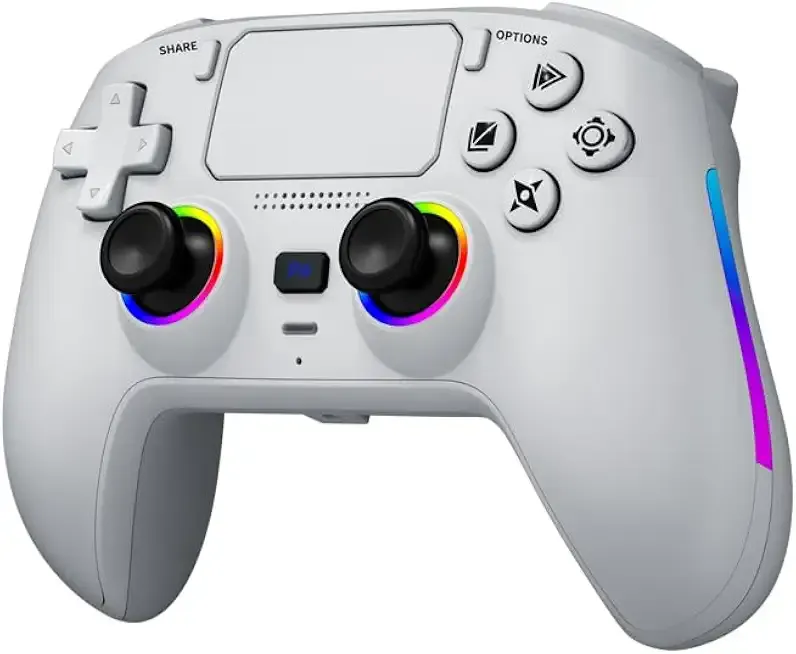 ZWYSYMX Wireless Controller for PS5, RGB Light Effect, Hall Joystick No Drift, 1000mAh Battery, Programmable Buttons (White)