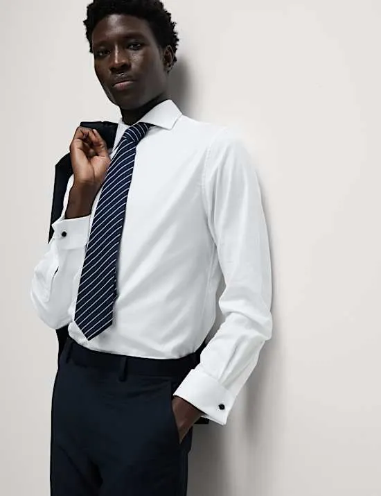 Tailored Fit Luxury Cotton Double Cuff Twill Shirt
