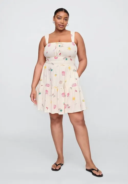 TIE FRONT SMOCKED MINI - Kjole - ditsy shell