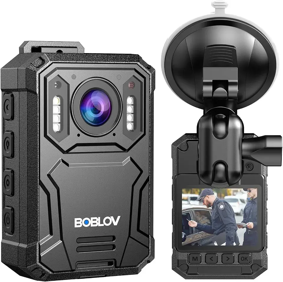 BOBLOV KJ23Pro 2K 128GB Body Worn Camera with Night Vision, 4000mAh Battery
