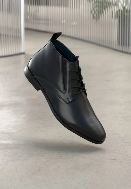 LEATHER - Snøresko - black