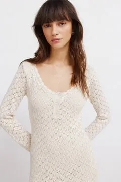 Vestido midi punto pointelle
