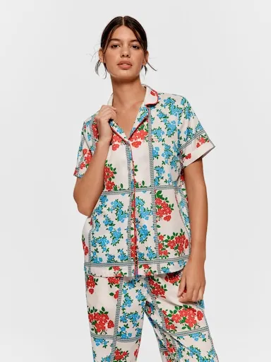 Garden Floral Tile 100% Cotton Short Sleeve Shirt