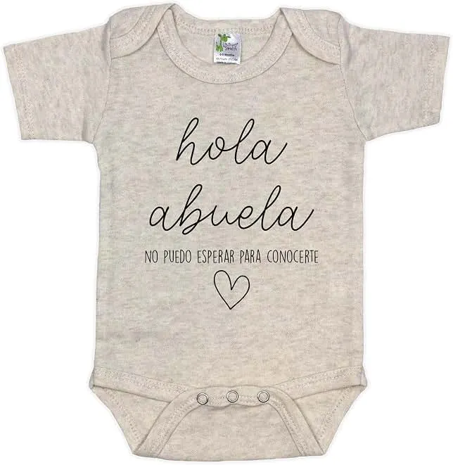 Hola Abuela Spanish Pregnancy Announcement Infant Bodysuit for Grandma - Abuelita Gift for New Baby Reveal! (Natural)