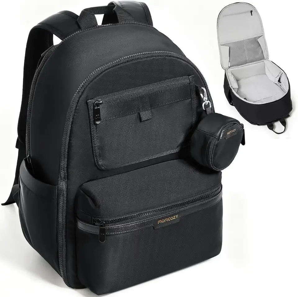 Momcozy GoEase Diaper Bag - Stylish, Durable & Waterproof Baby Bag with Multi-Pockets, Laptop Compartment, Changing Pad & Stroller Straps, Travel Baby Essentials for Moms,Dads,Work, Maternity