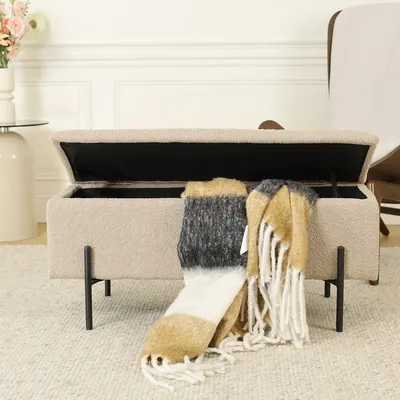 Bankje Jente met opbergruimte bouclé taupe