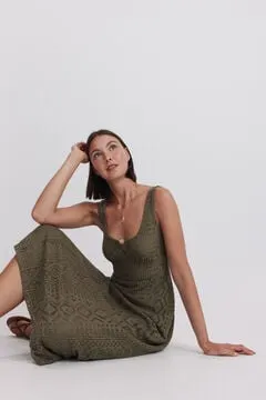 Vestido midi tirantes crochet