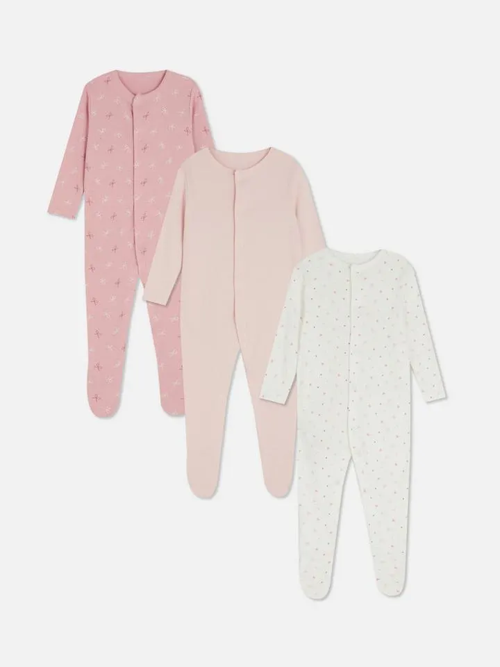 0-24 mois | Lot de 3 grenouillères à boutons-pression