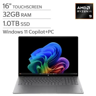 HP OmniBook 5 16" Touchscreen Laptop - AMD Ryzen AI 9 465 - Copilot+ PC - 2K OLED (1920 x 1200) - 32GB Memory - 1TB SSD - Windows 11 Home