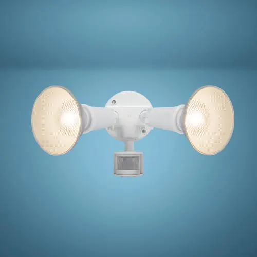 Patriot Lighting® White Dual Head Motion Sensor Outdoor Security Flood Light