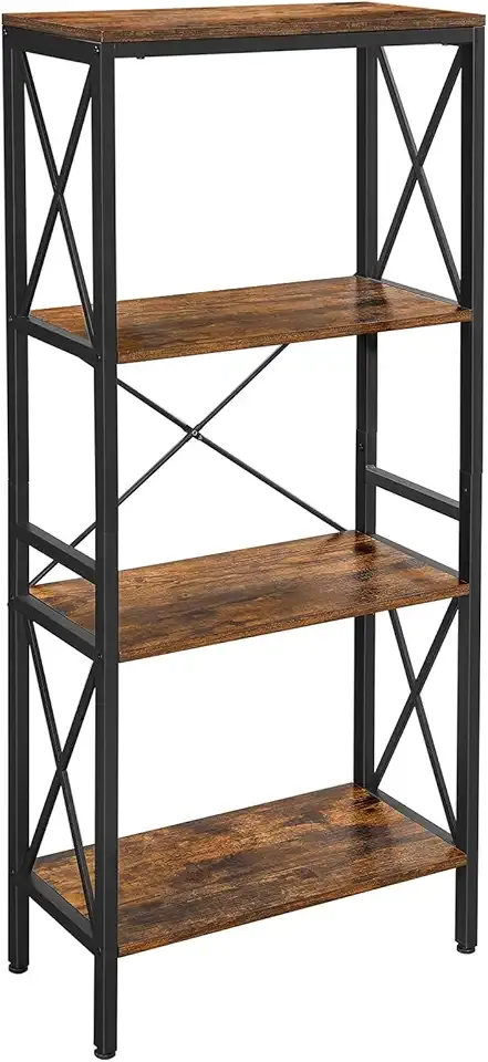 DAINTREE Bookshelf, Kitchen Shelf, Free Standing Shelf, Ladder Rack with 4 Open Shelves, for Kitchen, Office, Stable Steel Frame