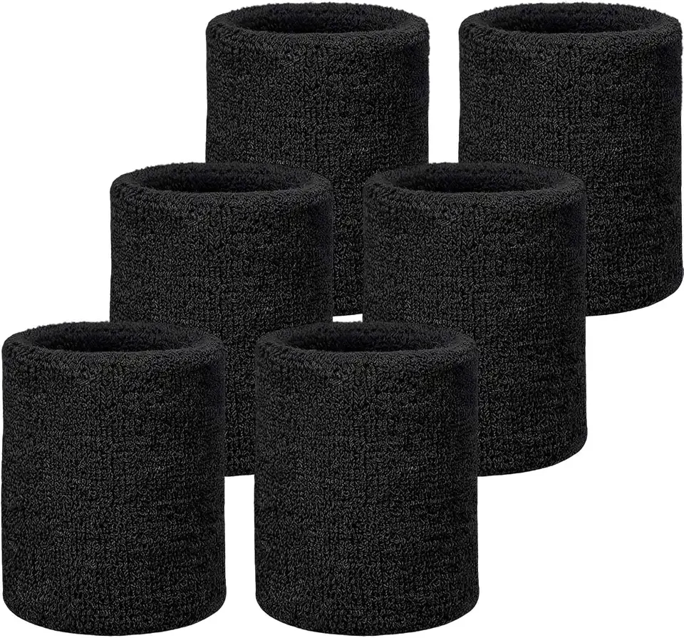 Willbond Wrist Sweatbands, Sports Sweatbands for Competition, Sweat Absorbent, for Basketball, Tennis, Football, Running and Work (Pack of 6)