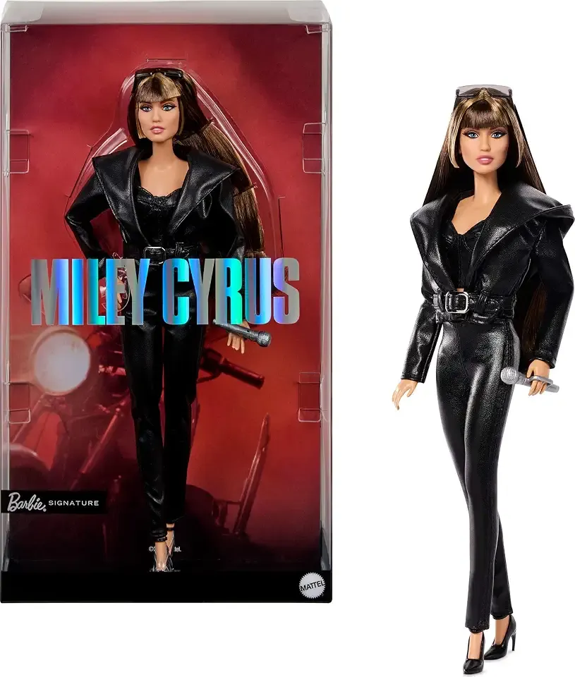 Signature Doll, Miley Cyrus Posable Collectible in Faux Leather Outfit with Hood and Heels | Faux Leather Outfit, Hood, Heels