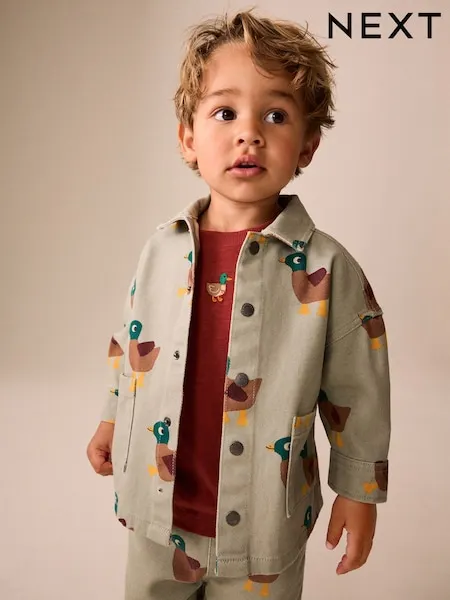 Red/Blue Striped All Over Print Tomato Twill Printed Overshirt (3mths-7yrs)