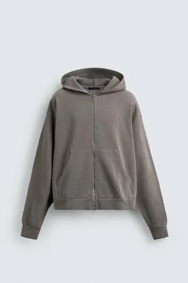 WASHED ZIP-UP HOODIE