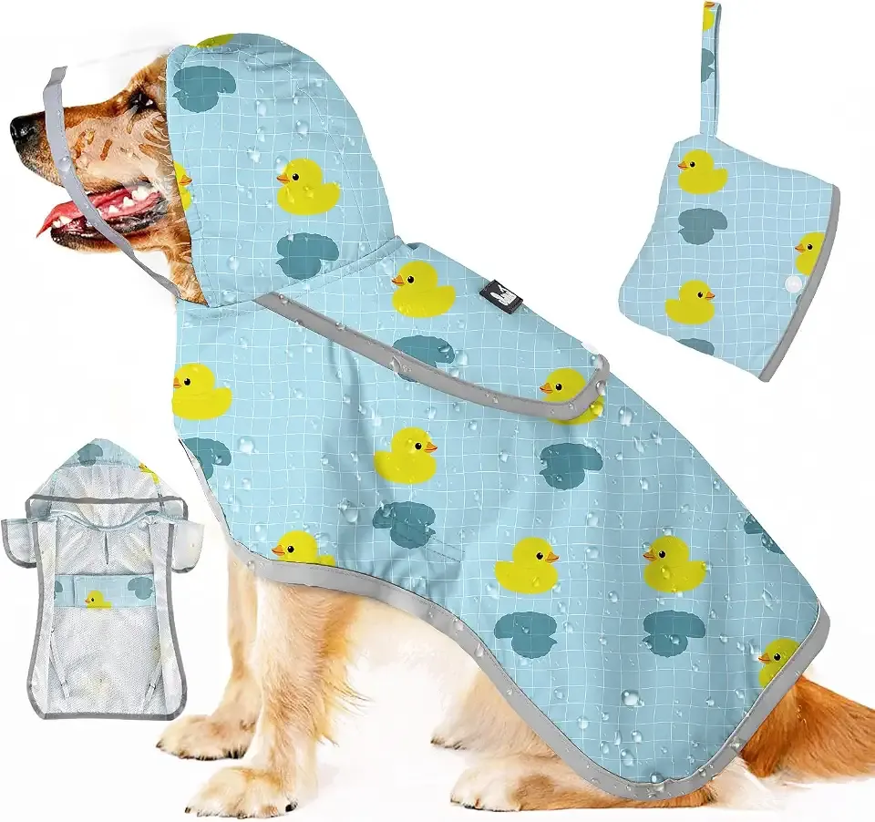 SlowTon Dog Raincoat, Waterproof Dog Rain Jacket with Clear Hooded, DK XL