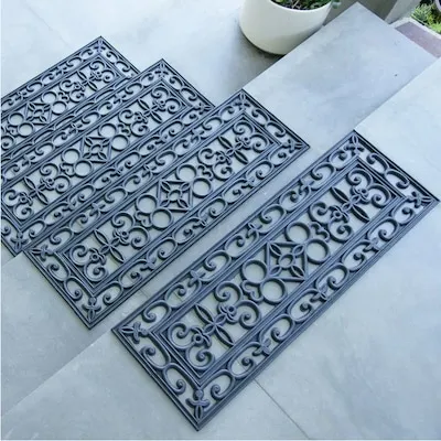 Regal Rubber Black Rectangular Indoor/Outdoor Stair tread rug 6