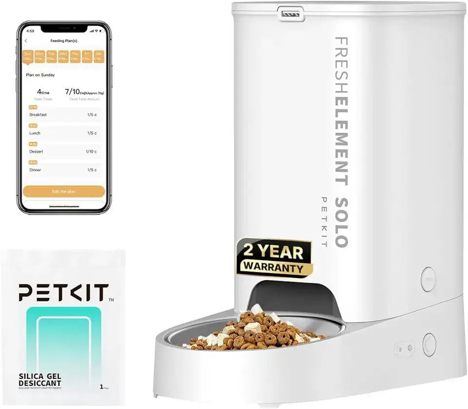 PETKIT Automatic Cat Feeder, 2.4G WiFi Automatic Dog Feeder, App Control Pet Food Dispenser with Triple Fresh-Lock System, Up to 10 Meals Per Day, Schedule Feeding, Food Shortage Alert, 3L Capacity